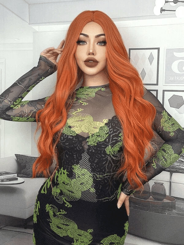 Color: orange wig Shape: body wave wig Length: 30 inch wig