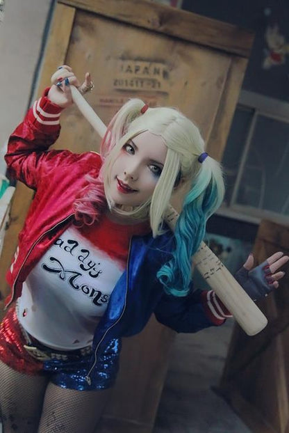 Suicide Squad Harley Quinn | Costume Wig | Pink & Blue | Twin Ponytail | Apn VIPS