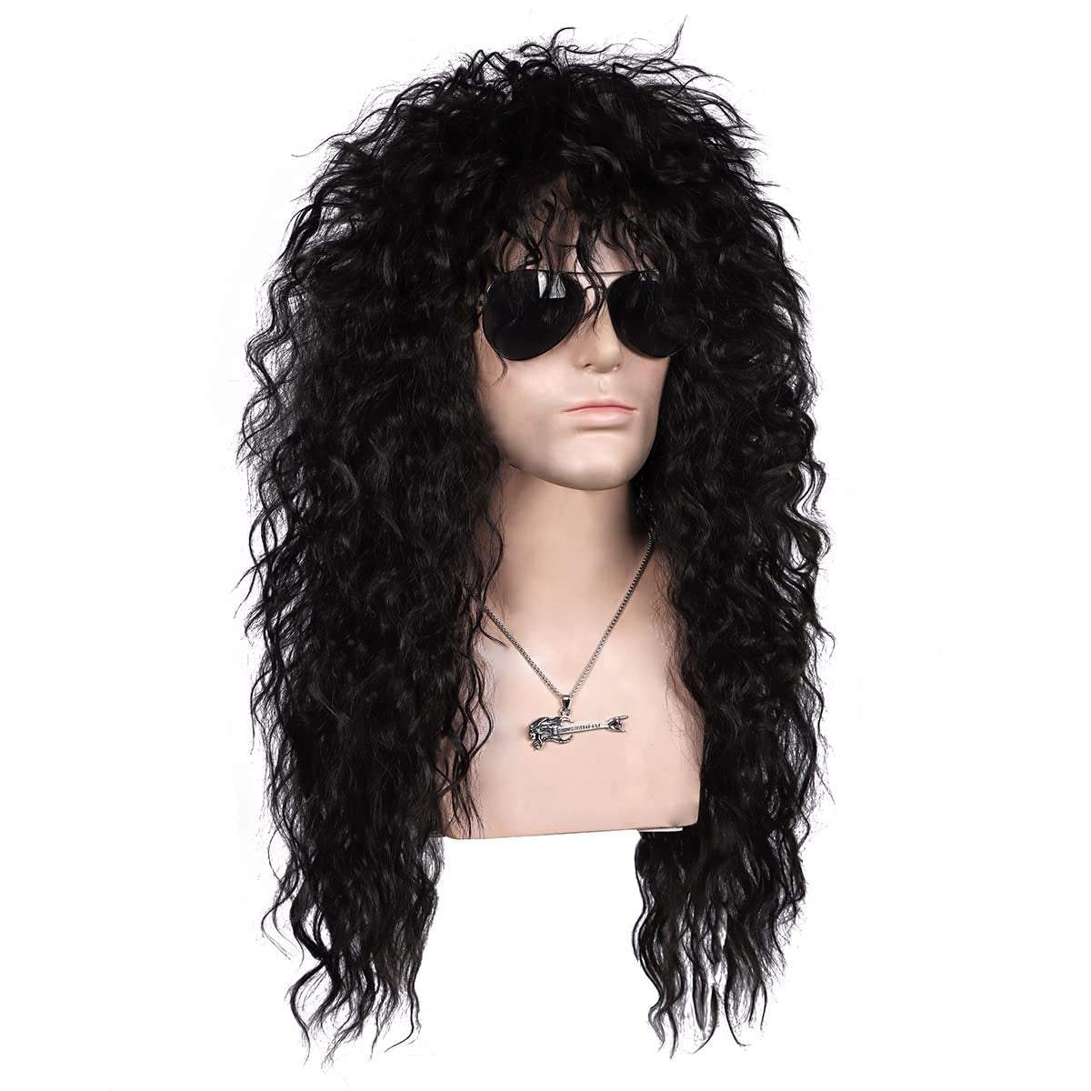 Black | Men's 80'S Rocker Wig| Long Curly | Apn Realway