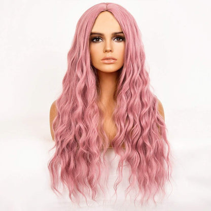 Costume Wigs | Pink | Long Wavy Curly | 30" | Apn Prtheuscn1